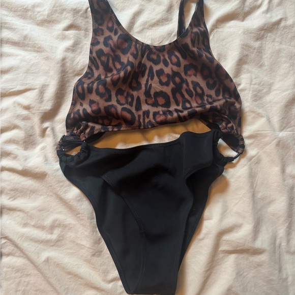 Kendall & Kylie Black and Animal Print Swimwear - Picture 1 of 3